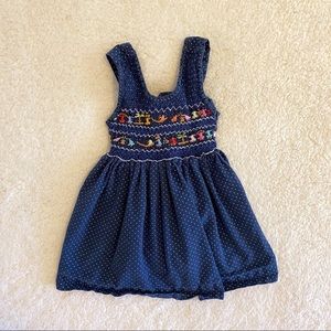 Polka dot embroidery denim baby girl dress